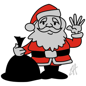 Santa Claus waving, three colour T-shirt design